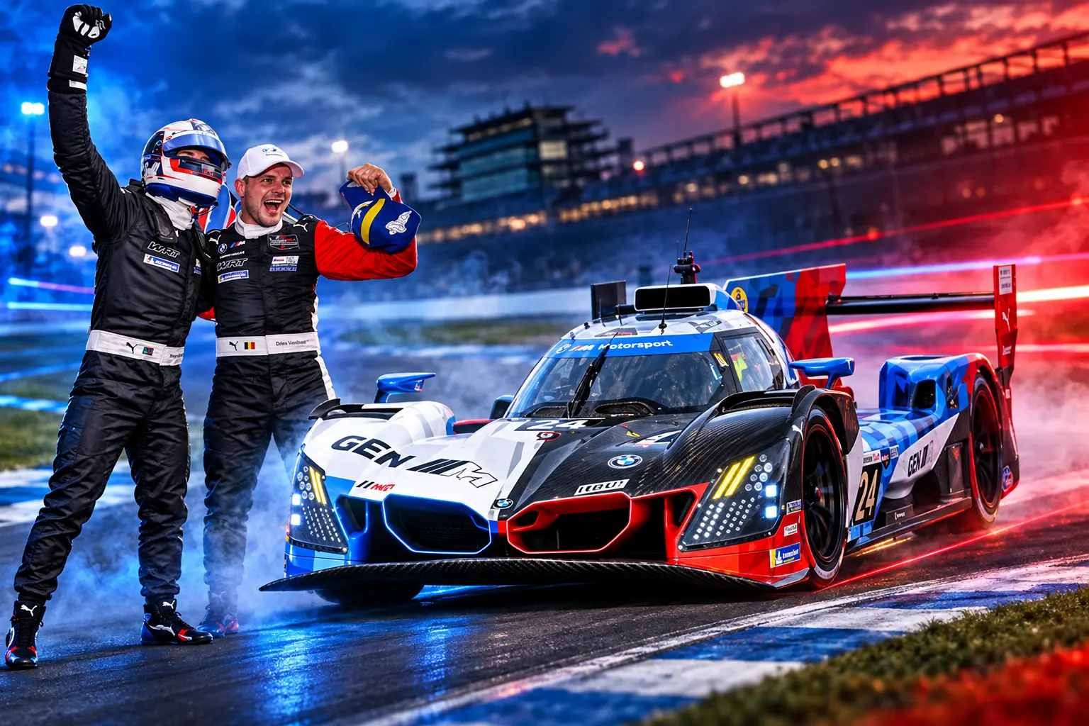 Sheldon van der Linde late Indy pass BMW win